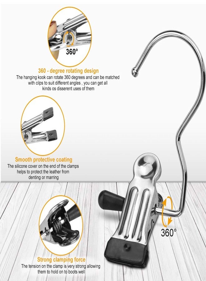 BUZIFU Pack of 20 Clip Hooks Boot Hanger Metal Non-Slip Clothes Hanger 360° Rotating Clips Trouser Laundry Hanging Hooks Pegs for Scarves, Hats - Image 3